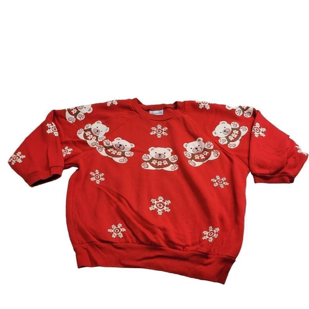 Rose Cage Christmas bear sweatshirt 7-14